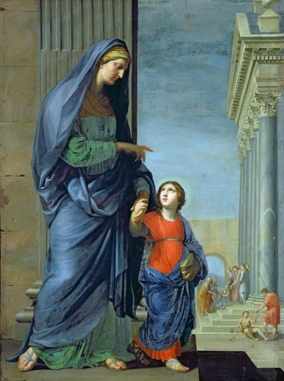 Santa Ana llevando a la Virgen al Templo, c.1635-45 de Jacques Stella